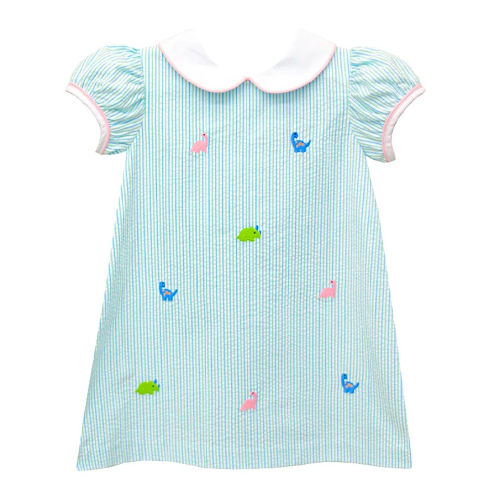 Dinosaur seersucker dress